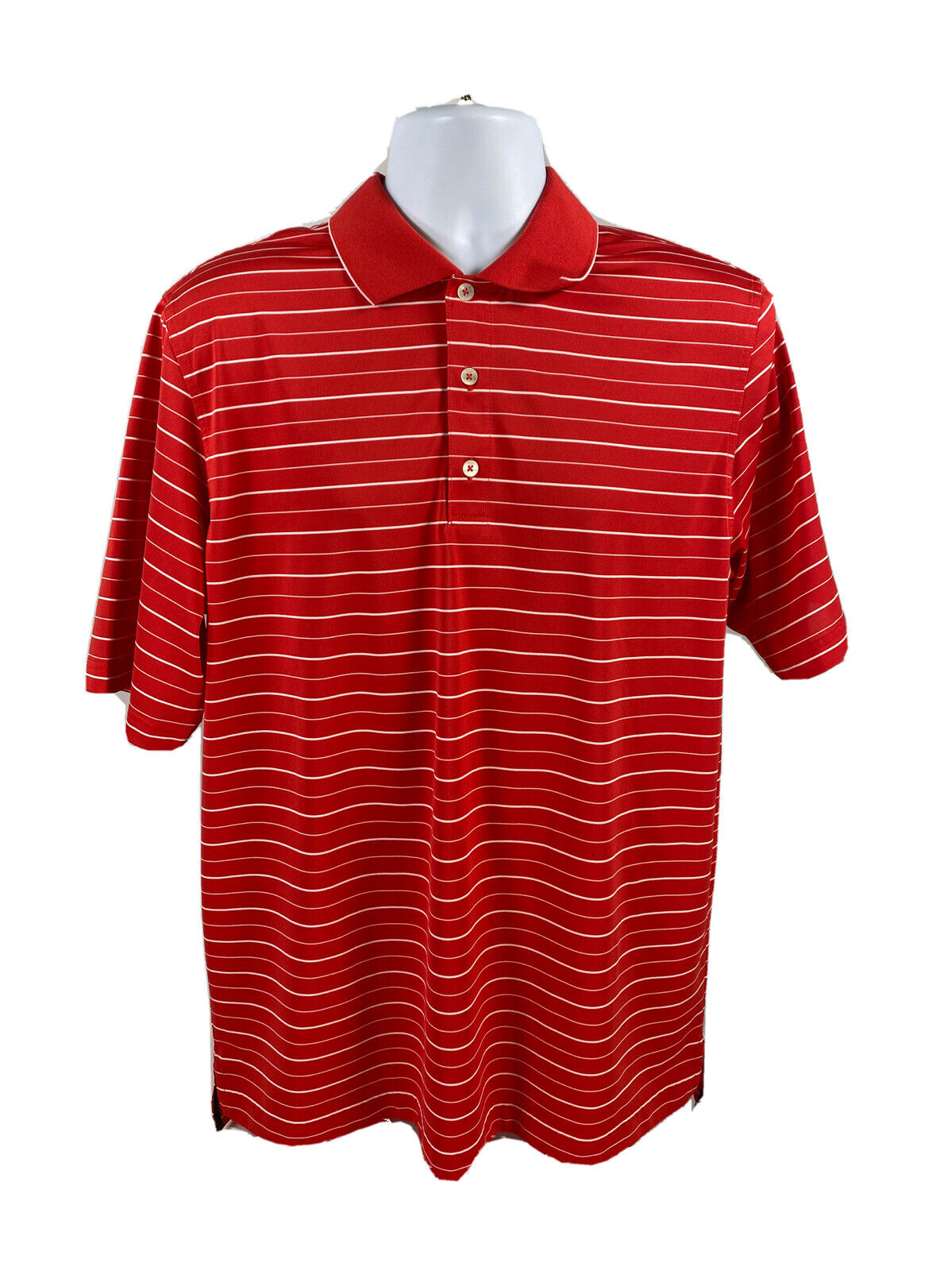 Polo de golf de alto rendimiento con rayas rojas de Bobby Jones para hombre - L
