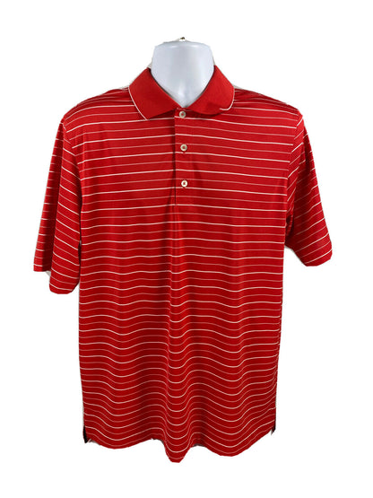 Polo de golf de alto rendimiento con rayas rojas de Bobby Jones para hombre - L