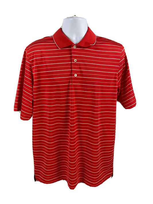 Bobby Jones Men's Red Stripped Performance Golf Polo Shirt - L