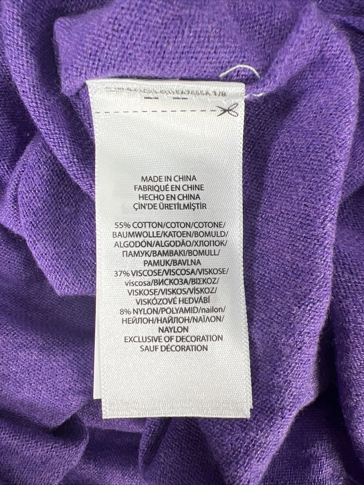 Polo Ralph Lauren Women's Purple Cotton Blend Curved Hem Sweater - S