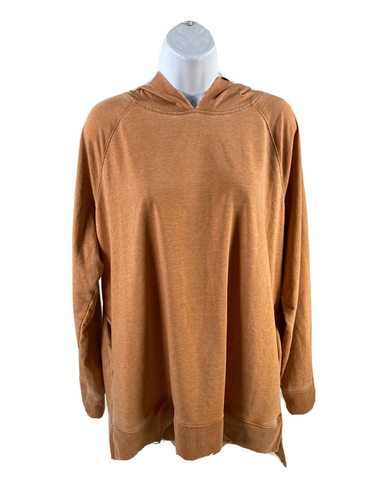 AnyBody Women's Brown Long Sleeve Pullover Terry Knit Hoodie - Plus 1X