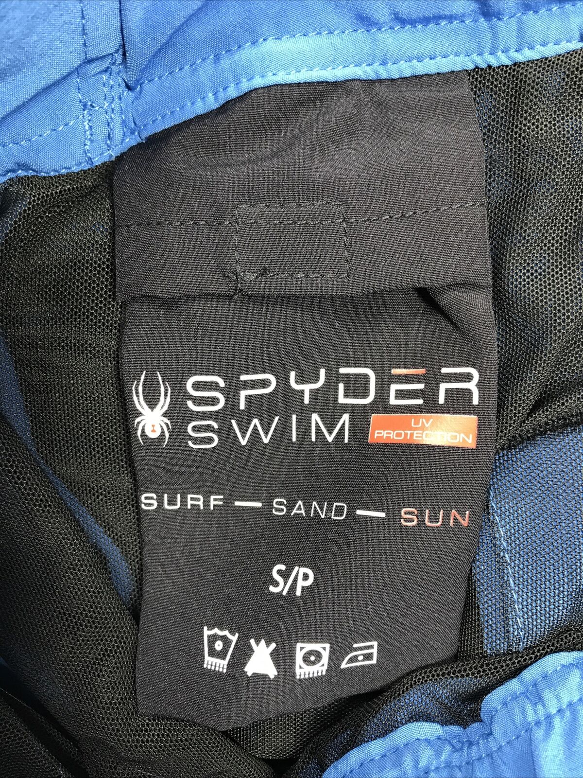 Spyder Swim Bañador con forro de malla azul para hombre con bolsillos - S
