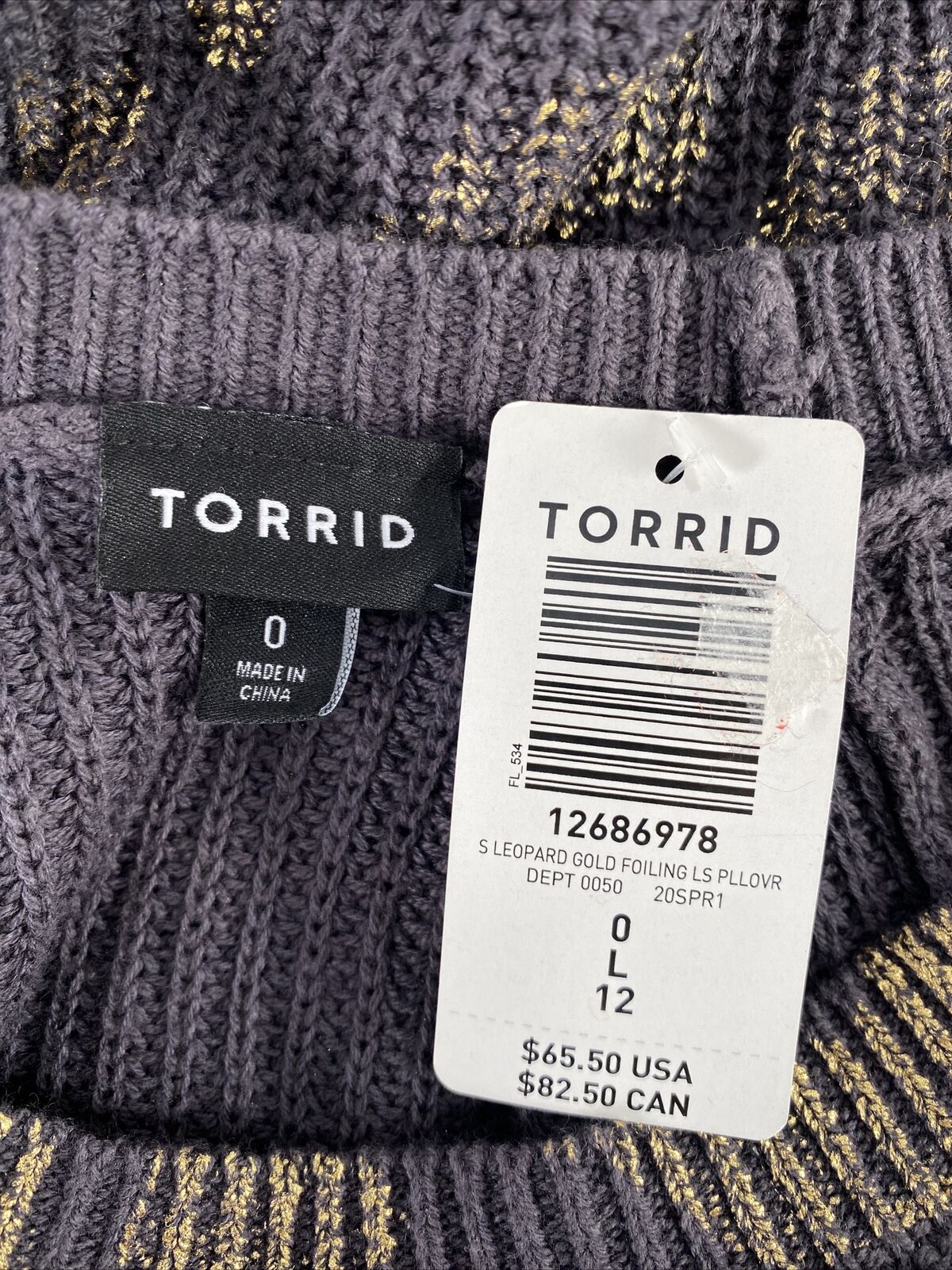 NUEVO suéter tipo jersey de manga larga con estampado de leopardo gris Torrid para mujer - 0/L