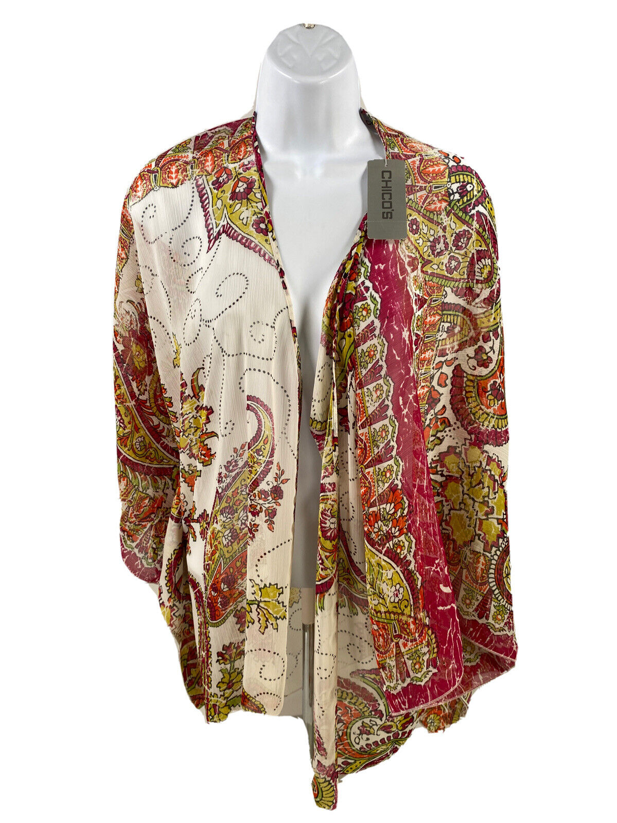 NEW Chico's Women's Multi-Color Sheer Kimono Wrap Top - 2/3 US L/XL