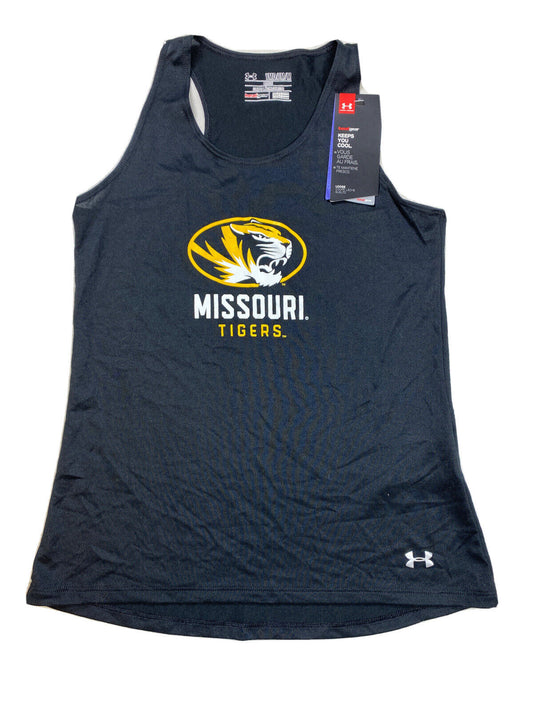 NUEVO Camiseta sin mangas holgada negra de los Missouri Tigers de Under Armour para niñas - YM