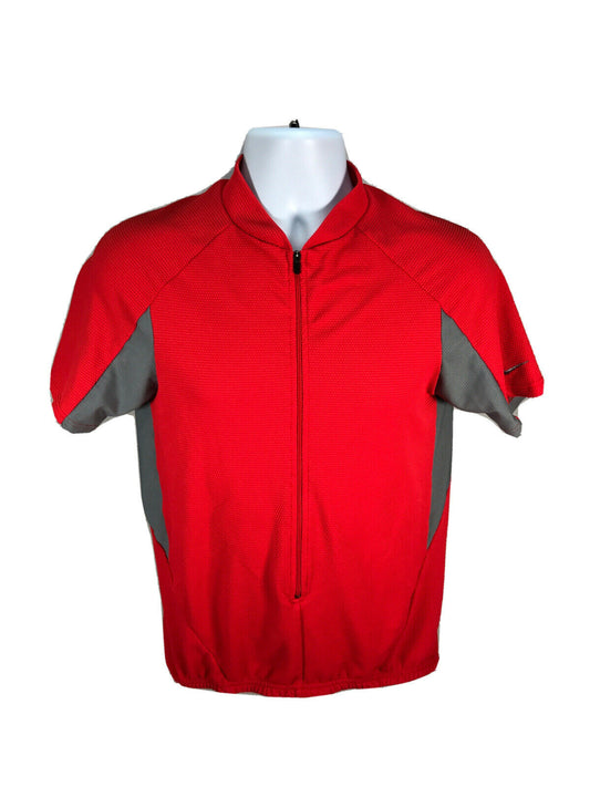 Nike - Camiseta de ciclismo para hombre, manga corta, 1/2 cremallera, color rojo, talla M