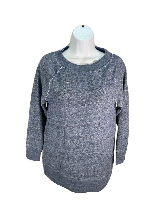 Caslon Sweat-shirt à manches 3/4 en tricot éponge bleu pour femme Sz Petite S