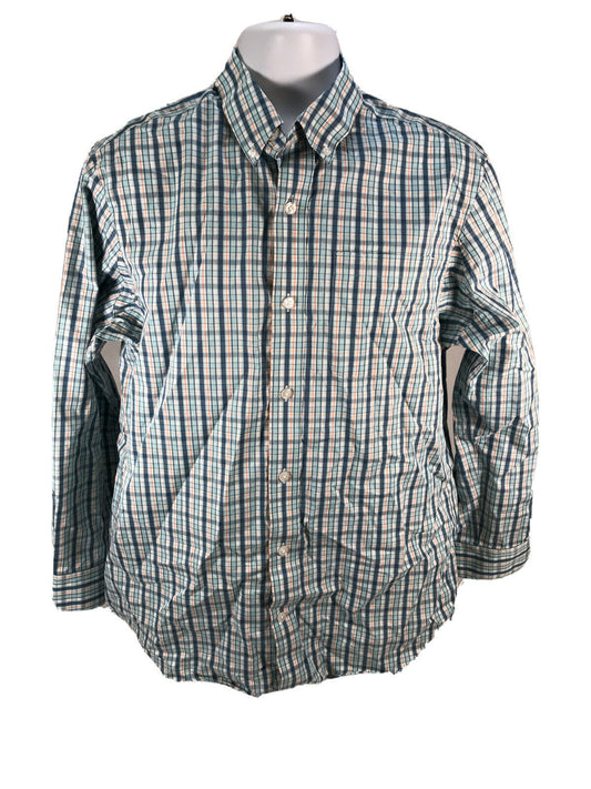 Duluth Trading - Camisa con botones para hombre, color azul a cuadros, talla M