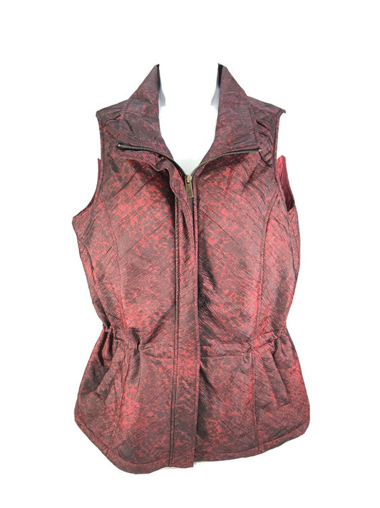 Coldwater Creek - Chaleco ligero sin mangas con cremallera completa para mujer, color rojo, talla S