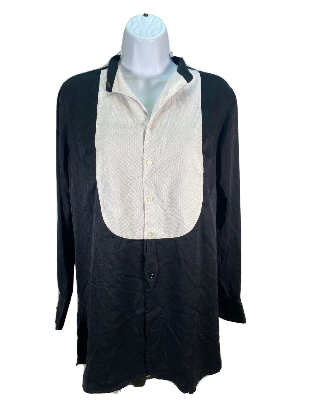 POLO Ralph Lauren Women's White/Black Long Sleeve Button Up Top Sz 2