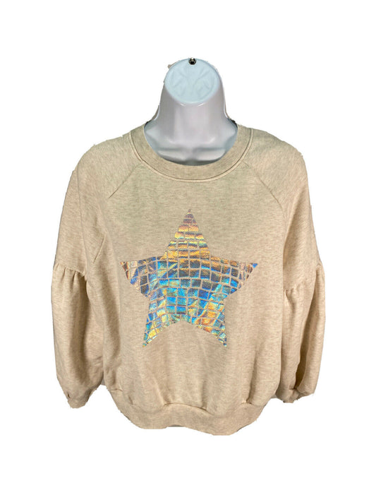 Aerie Chandail en tricot éponge graphique étoile ivoire pour femmes Sz S