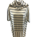 Zenergy by Chicos Tunique à capuche Courtney rayée beige/bleu pour femme Sz 0/S
